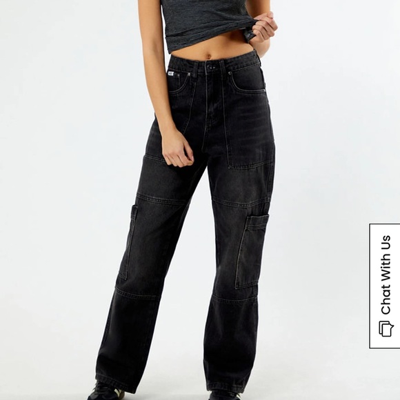 Black ragged cargo jeans - Picture 1 of 4
